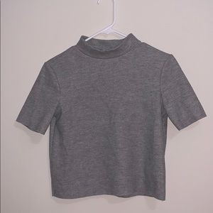 Grey Zara Short Sleeve Mock neck sweater